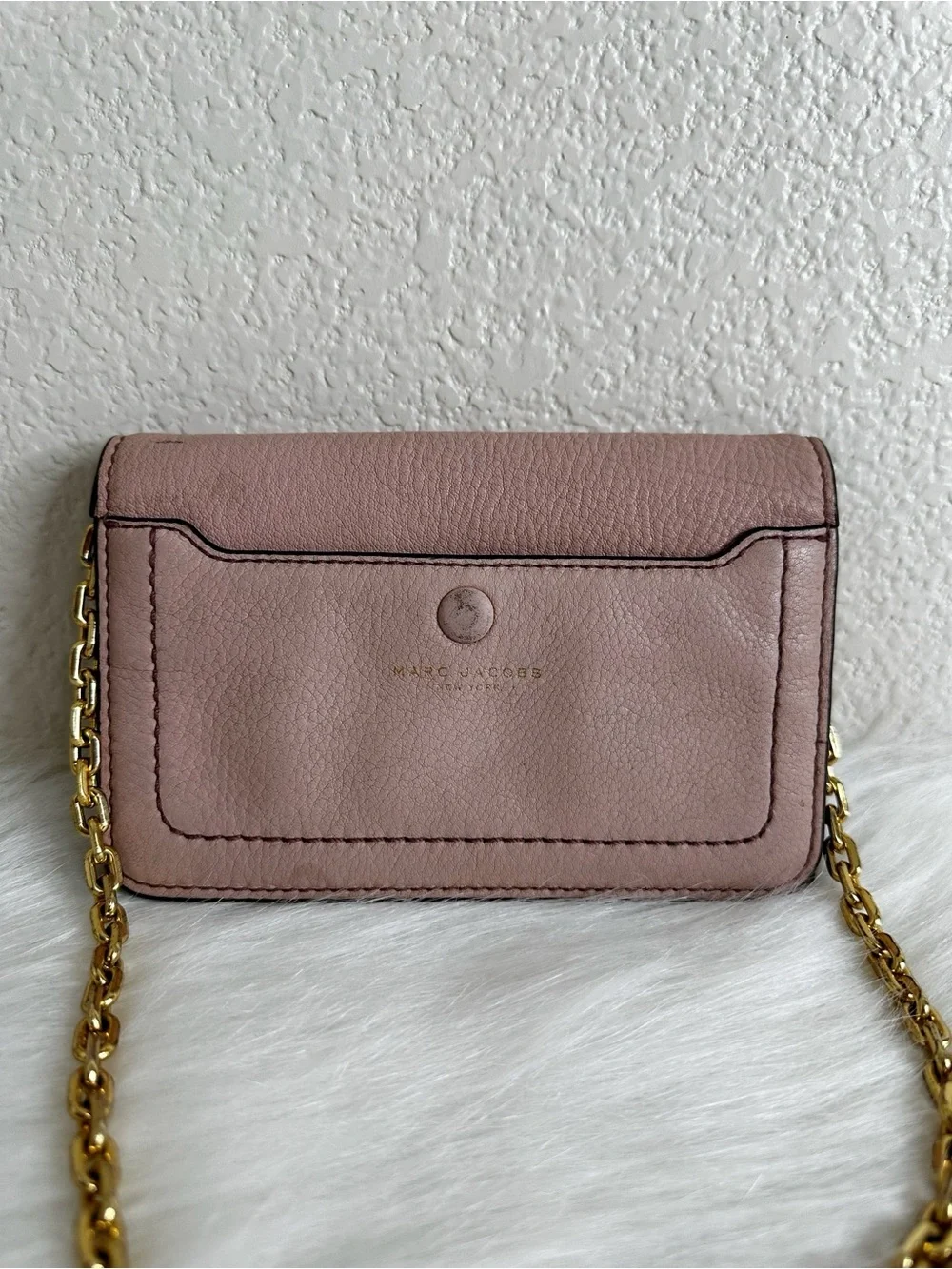 Marc Jacobs Pink Leather Gold Chain Wallet Crossbody Bag